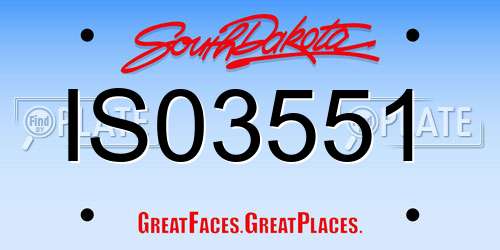 IS03551 South Dakota License Plate