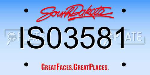 IS03581 South Dakota License Plate