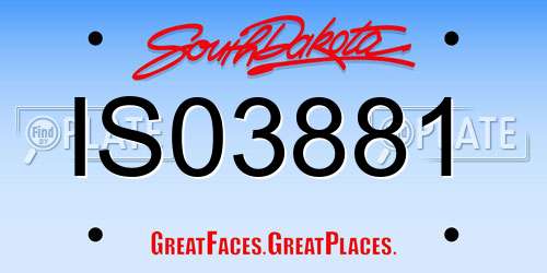IS03881 South Dakota License Plate