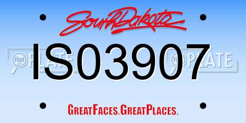 IS03907 South Dakota License Plate