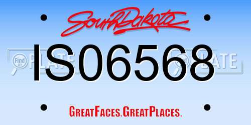 IS06568 South Dakota License Plate