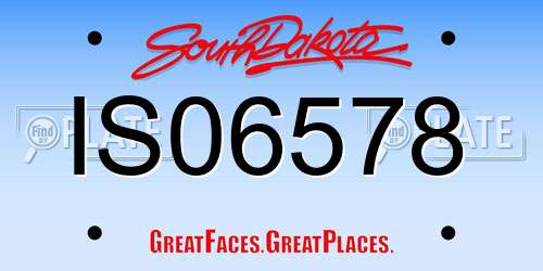 IS06578 South Dakota License Plate