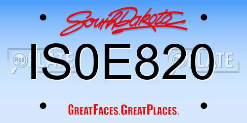IS0E820 South Dakota License Plate