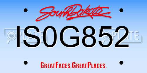 IS0G852 South Dakota License Plate