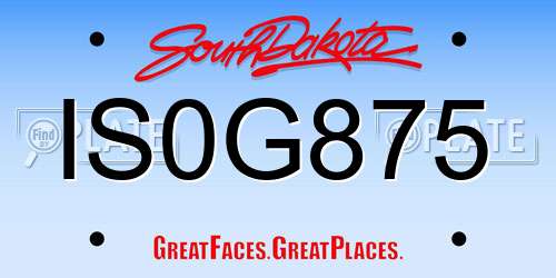 IS0G875 South Dakota License Plate