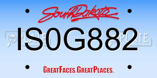 IS0G882 South Dakota License Plate