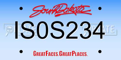 IS0S234 South Dakota License Plate