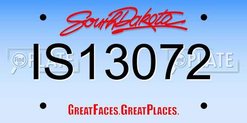 IS13072 South Dakota License Plate