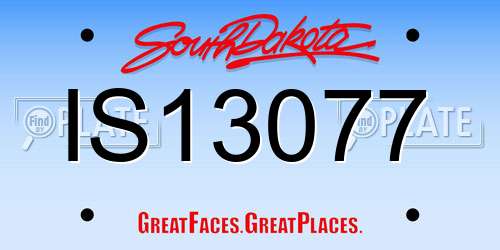 IS13077 South Dakota License Plate