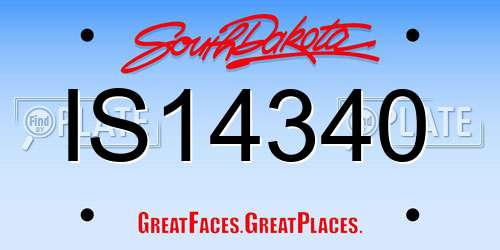 IS14340 South Dakota License Plate