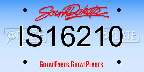 IS16210 South Dakota License Plate