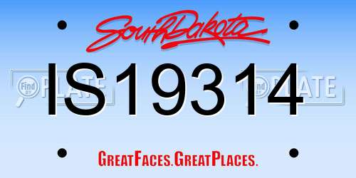 IS19314 South Dakota License Plate