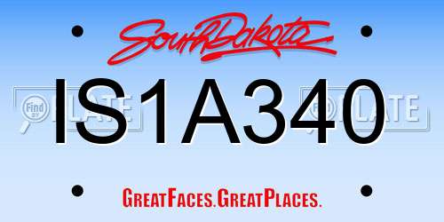 IS1A340 South Dakota License Plate