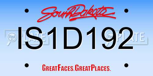 IS1D192 South Dakota License Plate