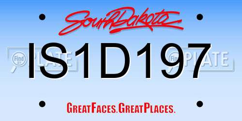 IS1D197 South Dakota License Plate