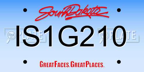 IS1G210 South Dakota License Plate