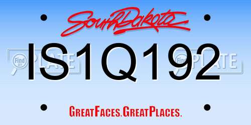 IS1Q192 South Dakota License Plate