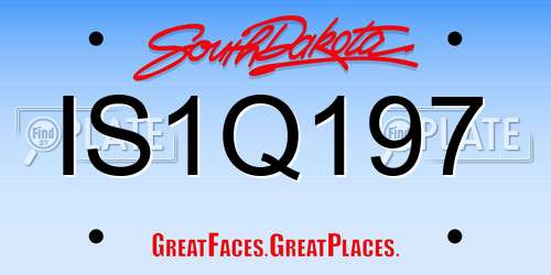 IS1Q197 South Dakota License Plate
