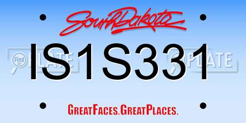 IS1S331 South Dakota License Plate