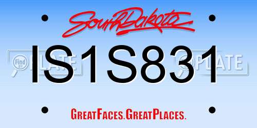 IS1S831 South Dakota License Plate
