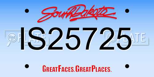 IS25725 South Dakota License Plate