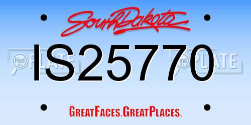 IS25770 South Dakota License Plate