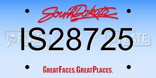 IS28725 South Dakota License Plate