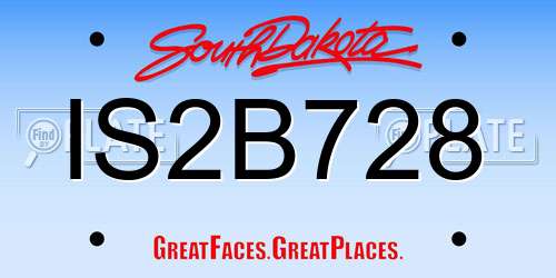 IS2B728 South Dakota License Plate