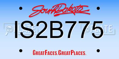 IS2B775 South Dakota License Plate