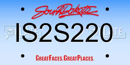 IS2S220 South Dakota License Plate