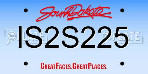 IS2S225 South Dakota License Plate