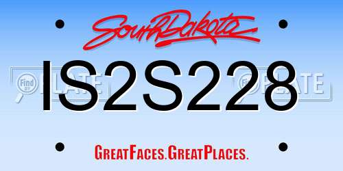 IS2S228 South Dakota License Plate