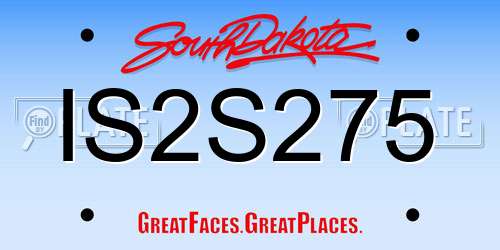 IS2S275 South Dakota License Plate