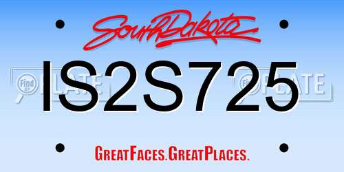 IS2S725 South Dakota License Plate