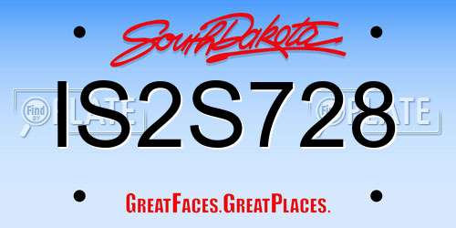 IS2S728 South Dakota License Plate