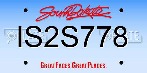 IS2S778 South Dakota License Plate