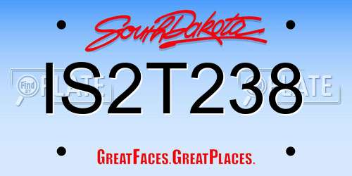 IS2T238 South Dakota License Plate