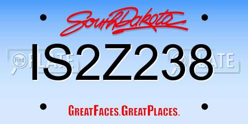 IS2Z238 South Dakota License Plate
