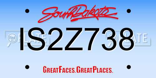 IS2Z738 South Dakota License Plate
