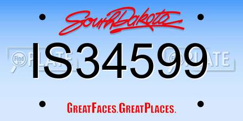 IS34599 South Dakota License Plate