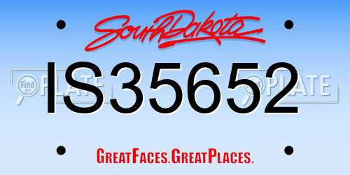 IS35652 South Dakota License Plate