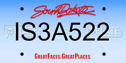 IS3A522 South Dakota License Plate
