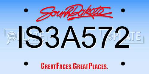 IS3A572 South Dakota License Plate