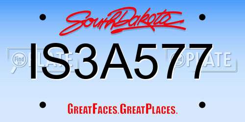 IS3A577 South Dakota License Plate