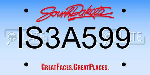 IS3A599 South Dakota License Plate
