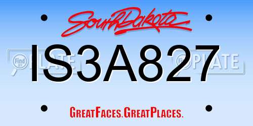 IS3A827 South Dakota License Plate