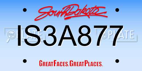 IS3A877 South Dakota License Plate