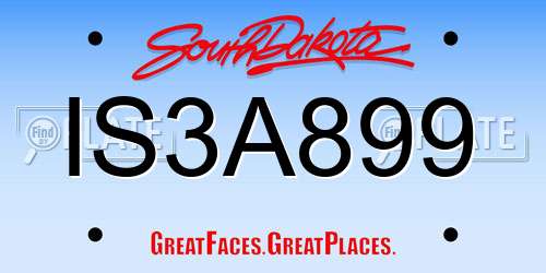 IS3A899 South Dakota License Plate
