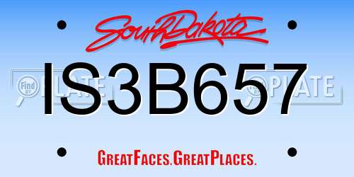 IS3B657 South Dakota License Plate