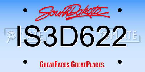 IS3D622 South Dakota License Plate